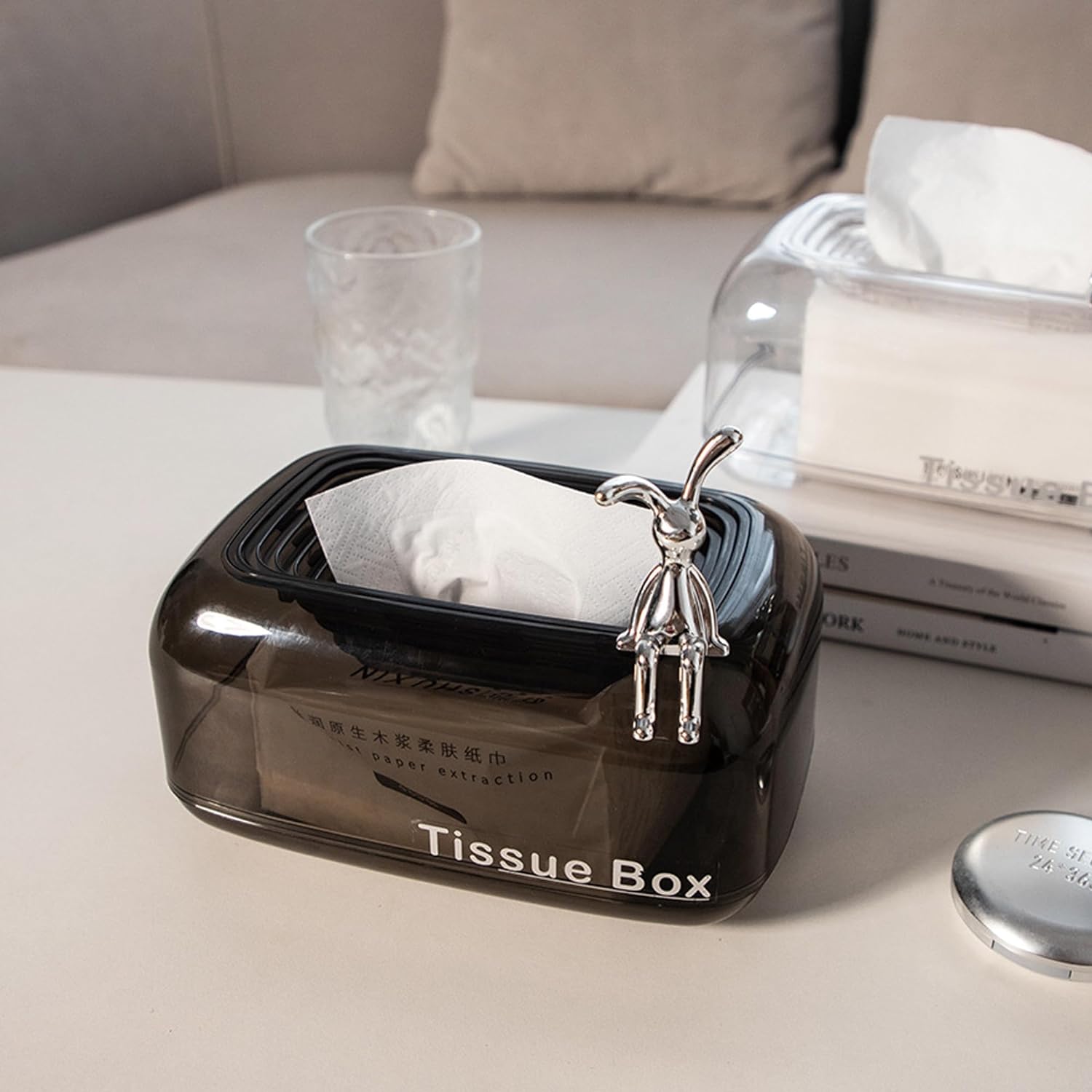 Bunny Sit Tissue Box, Transparent Luxury Tissue Case, Rectangular Self Scarf Box, Sink Off Tissue Paper Organizer Bunny Sit Tissue Box, Transparent Luxury Tissue Case, Rectangular Self Scarf Box, Sink Off Tissue Paper Organizer